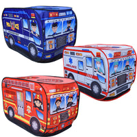 Kids' Pop-Up Play Tent - Fire Truck, Police Car, School Bus, or Ice Cream Truck Design