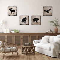 4 Pieces Wooden Creature Outline Plaques Nature Inspired for Bedroom