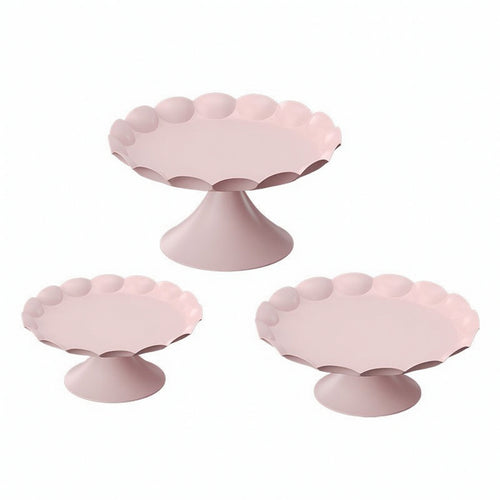 3 Pieces Pedestal Dessert Stand with Rim Matte Metal Cake Pedestal