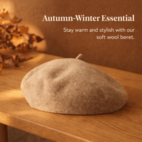 Women's Wool Painter Hat for Winter Wear, Solid Color Retro Artist with 96% Material, French Style Cap for Autumn