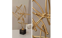Geometric Star Sculpture Gold Sculpture with Marble Base Abstract Decorative Piece for Office