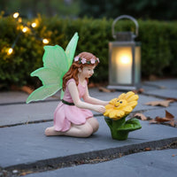 Resin Garden Fairy Statue Gift Creative Garden Fairy Statue Weather-Resistant Home Decor for Outdoor, Patio
