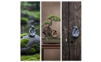 Fisherman Figurine with Fishing Rod Stone-Look Fisherman Statue Tranquil for Gardeners, Collectors, Bonsai, Rock Garden, Aquarium