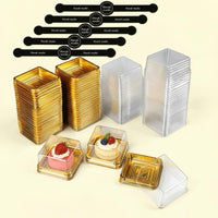 50 Pieces Mini Cake Box Gold Base Mooncake Dome Box Stackable Design for Wedding