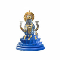 Gold Accents Resin Deity Figurine Frosted Finish Multi-Armed Deity Statue Translucent Lotus Pedestal Figurine Ornamental Design