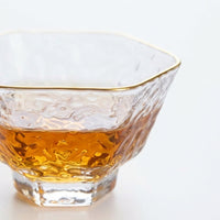 Gold Rimmed Dou Li Glass Tea Cup, Hand Fired