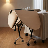 Round Folding Table Foldable Design Rolling Folding Table Easy to Clean