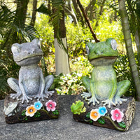 Solar-Powered Frog Figurine Automatic Dusk Lighting Solar Frog Statue for Yard