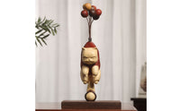 Cat Figurine Twobicolor Feline Figurine Statue Carved Sculpture with Base for Art Collectors, Entryway
