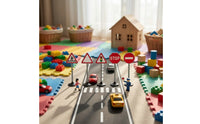 5 Pieces Freestanding Road Sign Models Safety Toy Road Signs with Bases Realistic Toy Traffic Signs Sturdy for Teachers, Toddlers, Playroom