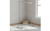 Stainless Steel Rolling Clothes Rack Floor-Standing Clothes Rack with Shelves Mobile Furniture Heavy-Duty for Bedroom