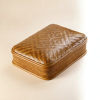 Handwoven Bamboo Container with Lid Handwoven Storage Box with Lid Organizer for Tabletop Organization
