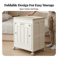 Foldable Wheeled Container Large Capacity Organizing Box Front Opening Door
