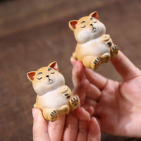 Yixing Violet Clay Dog Ornament Good Luck Violet Clay Tea Pet Collectible Tea Pet Dog Sculpture for Desk