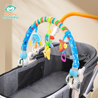 Happy Monkey Hanging Baby Crib Toy with Rattle, Newborn Bed/Car Clip