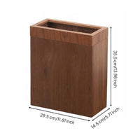 Nordic Design Paper Bin Easy to Clean Rectangular Wood Wastebasket Top Wood Garbage Can Bucket for Bedroom, Washroom, Office