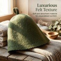Wool Sauna Hat for Steam Bath, Heat Dry Headrest, Steam Room Essential, Absorben #variant:['Green']
