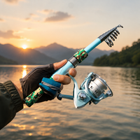 Telescopic Lure Fishing Rod 1.8m, Portable Spinning Rod & Reel Combo Set, Fibreglass Travel Fishing Pole for Stream, 32-46cm Retracted