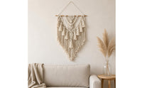 Woven Wall Tapestry Handmade Boho Tapestry Wooden Rod