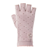 Women's Thin Anti-Slip Half-Finger Cotton Gloves for Outdoor Cycling Driving UV Protection