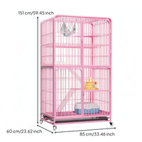 Cat Cage Pastel Metal Wire Cat Kennel with Hammock Pet Housing