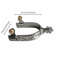 Stainless Steel Boot Spurs Hand Engraved Stainless Steel Spur German Silver Trim