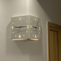 Nordic Double-Sided Corner Wall Clock with Silent Movement, No Drilling Needed