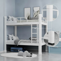 Metal Bunk Bed White Bunk Bed with Ladder Space-Saving Furniture for Students, Roommates, Dormitory, Shared Bedroom Room