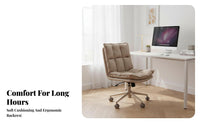 Armless Upholstered Wheeled Chair 360-Degree Rotating Upholstered Rolling Chair Ergonomic Ergonomic Spineing Floorfloor-Safe