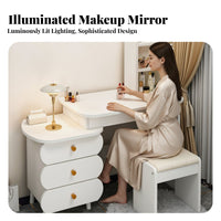 Vanity Set with Lighted Mirror Vanity Desk Dressing Table Storage Drawers Space-saving Design Suitable for Women Apartment Bedroom Walk-through Closet