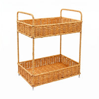 Two-Tier Storage Rack Handwoven Woven Storage Rack Space Saving