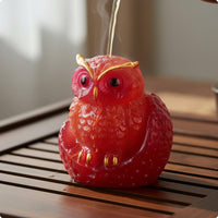 Tea Table Accessory Owl Ornament Glossy Finish Resin Owl Figurine Expressive Eyes Home Decor for Living Room