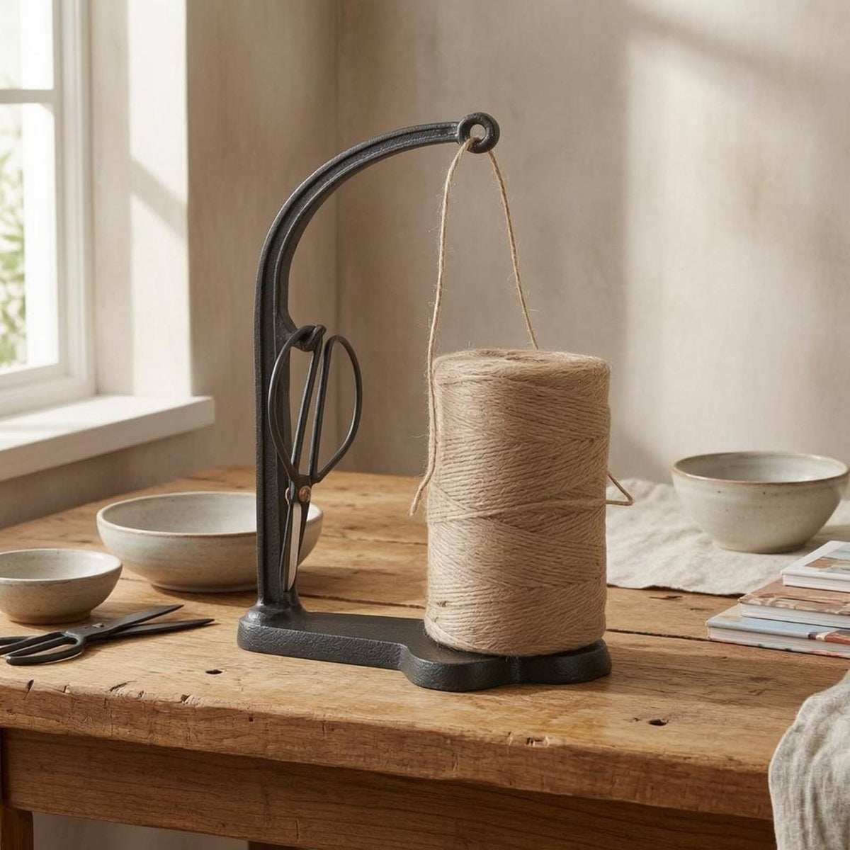 Twine Winder Ornament Rustic Cast-Iron Ornament Vintage for Home Display