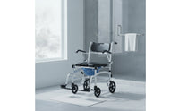 Padded Wheeled Commode Chair Aluminum Commode Chair with Wheels Sturdy Portable Toilet with Container Comfortable for Disabled, Elderly, Bedside