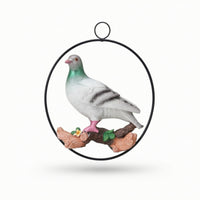 Bird Figure with Hanging Loop Decorative Pigeon Figurine Circular for Garden