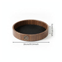 Walnut Rotating Tray Raised Sides Rotating Organizer Tray for Washroom Counter
