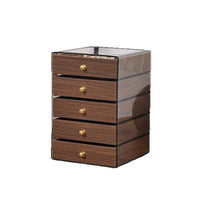 Square Five-Layer Jewelry Storage Box with Walnut Wood Grain Drawers