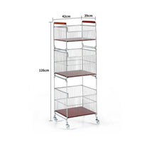 Rolling Laundry Cart Multi-Tier Wire Storage Wire Laundry Trolley Storage Rack for Utility Room