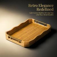 Bamboo Serving Tray with Metal Handle