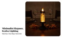 Spooky Halloween Candle | Dripping beeswax Look, Flame Shaped Tip, LED Candle with Glitter, for Mantel