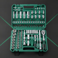 108 Pieces Mechanics Tool Set Mirror Finish Chrome Automotive Tool Kit Lightweight Socket Set with Case for Car Owners, Garage, Roadside Emergency