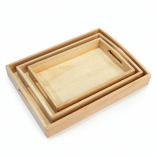 3 Pieces Educational Tray with Handles Stackable Tray with Handles
