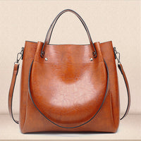 Retro Soft Leather Large Capacity Bucket Bag Oil Wax Cowhide Korean Style Shoulder Crossbody Bag