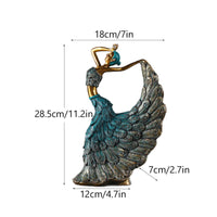 Peacock Dancer Figurine Carved Peacock Dancer Statue Freestanding Tabletop Sculpture for Interior Decorators, Entryway