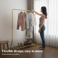 Rolling Clothes Rack with Shelf Easy to Move Garment Stand On casters Modern Design for Homeowners, Adults, Bedroom