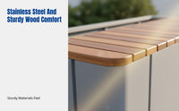 Configurable Outdoor Planter Bench, Stainless Steel and Solid Wood, For Plazas, Malls, Landscapes, Leisure