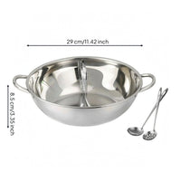 Split Hot Pot Silver Polished Yin Split-Broth Pot Double Handle Cookware