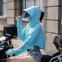 Women's UV Protection Hoodie Jacket for Outdoor Cycling & Beach