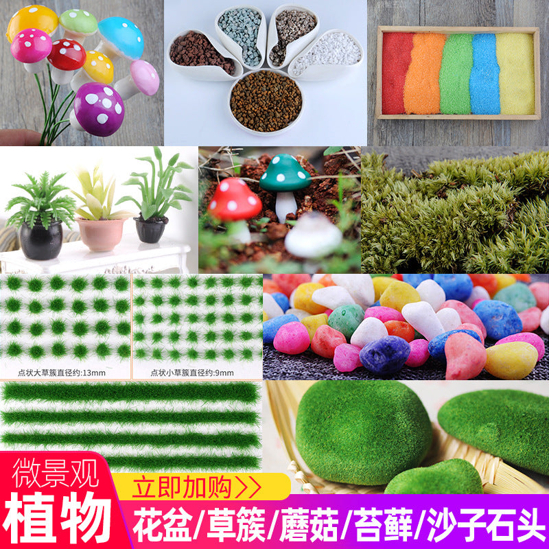 Miniature Landscape Terrarium Decor Kit with Sand, Stones, and Planters