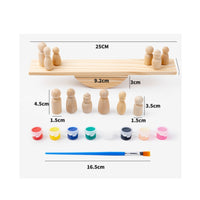 Wooden Balancing Game Stacking Wobble Board with Blocks Wooden Balance Board Pastel Open-Ended for Toddlers, Playroom, Classroom